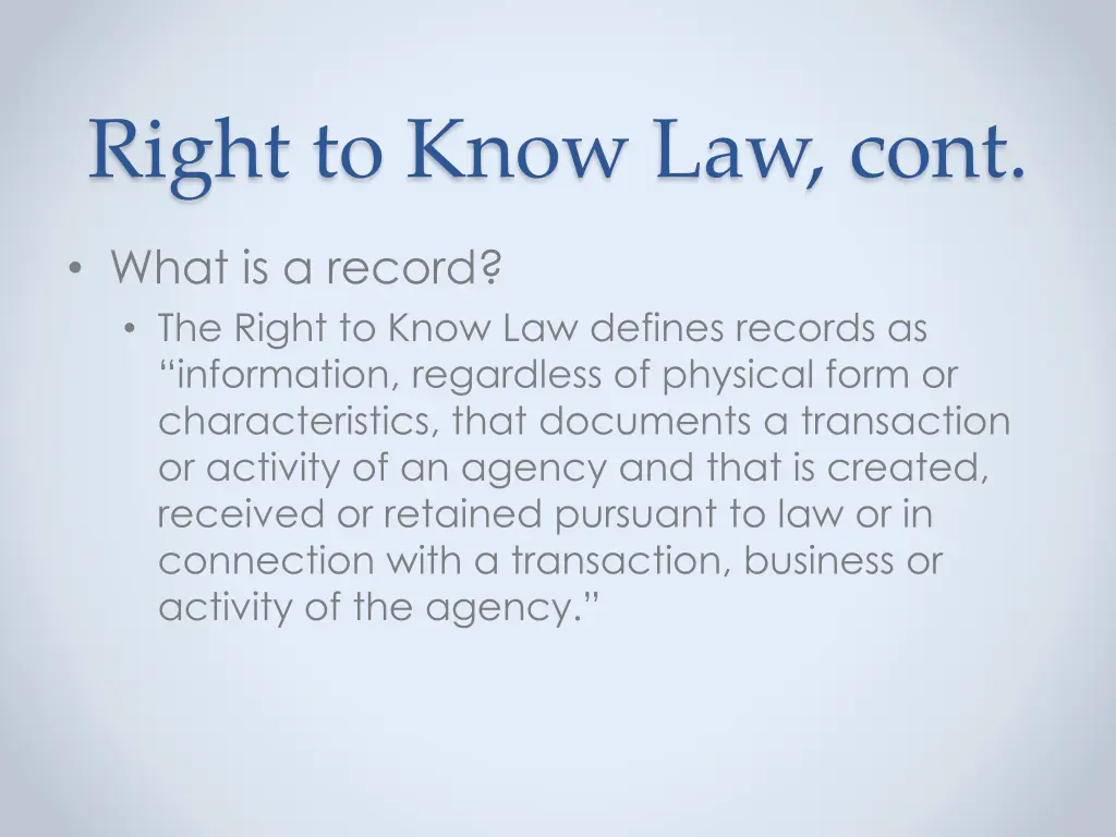 right to know law cont