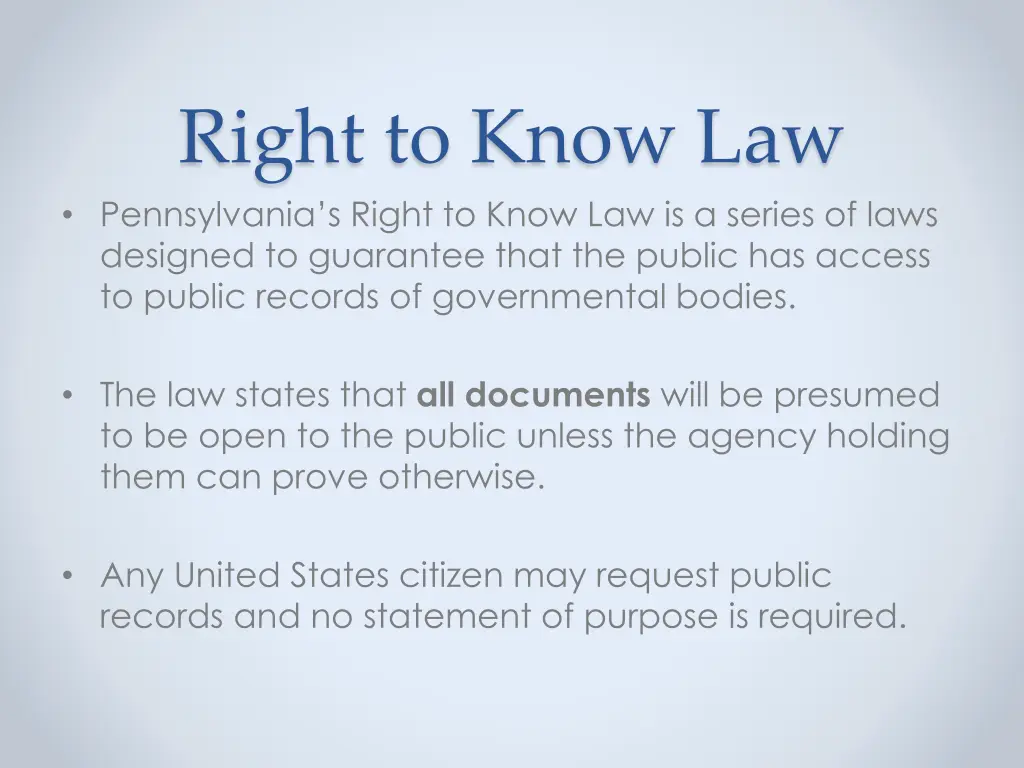 right to know law pennsylvania s right to know