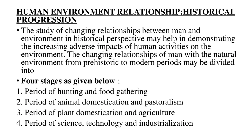 human environment relationship historical