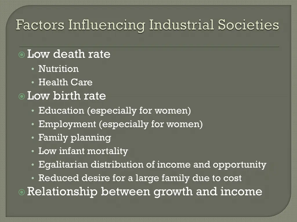 low death rate nutrition health care low birth