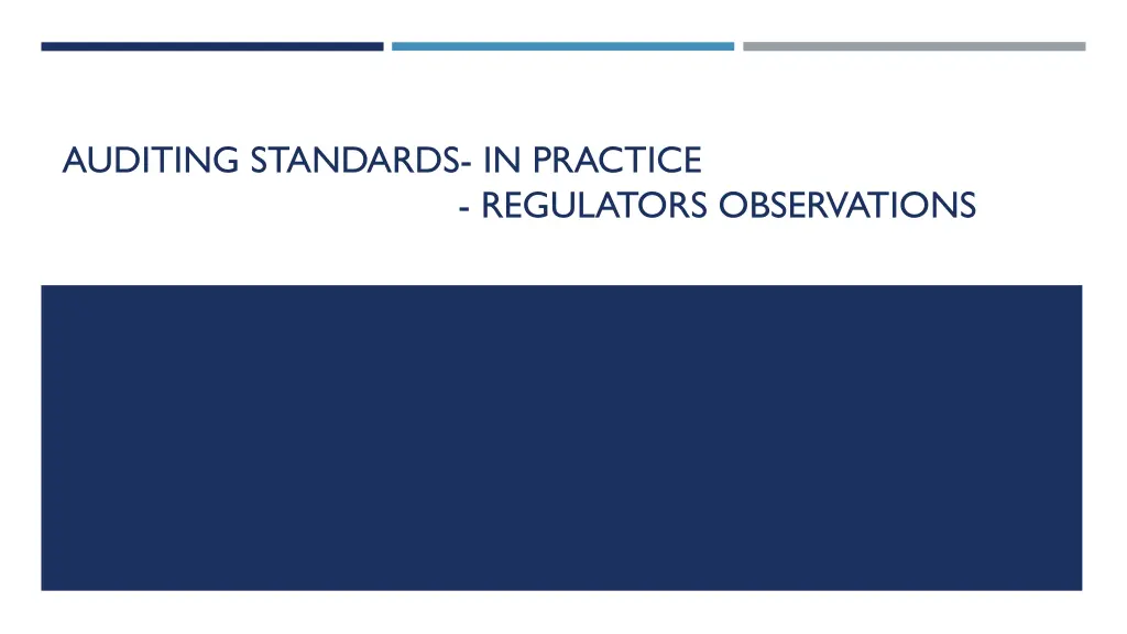 auditing standards in practice regulators