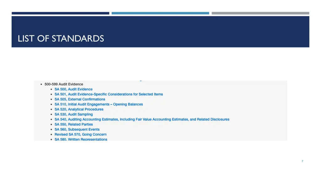 list of standards 1