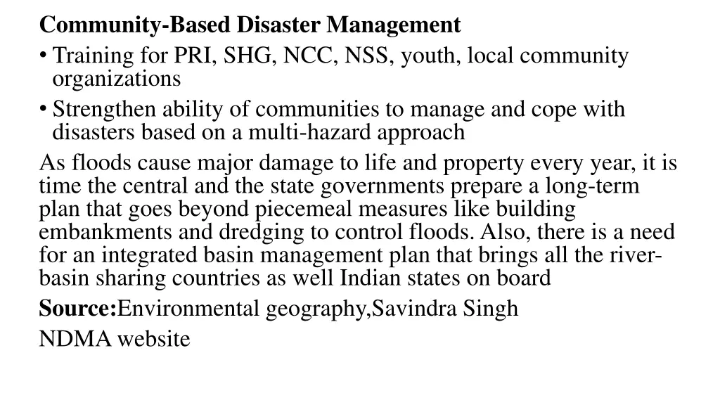 community based disaster management training