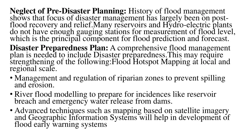 neglect of pre disaster planning history of flood