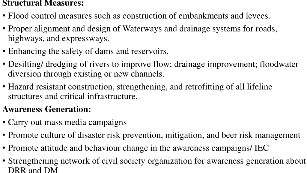 structural measures flood control measures such