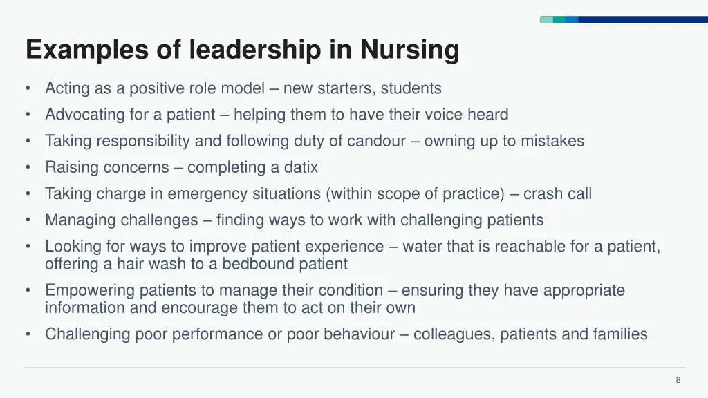 examples of leadership in nursing