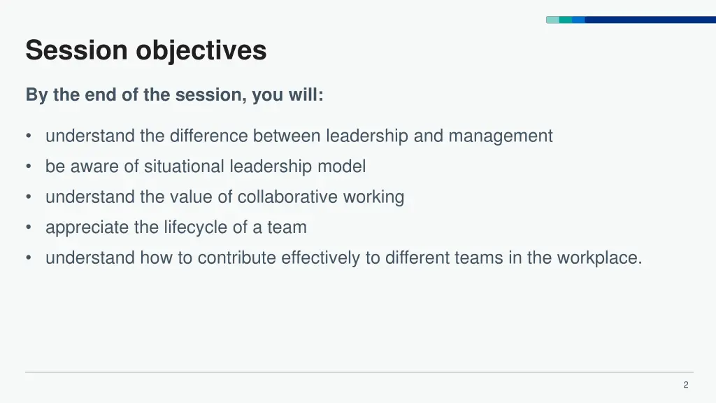 session objectives