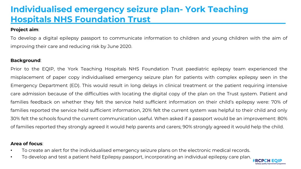 individualised emergency seizure plan york