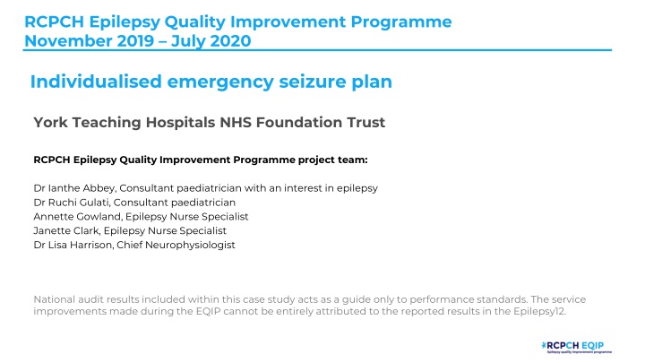 rcpch epilepsy quality improvement programme