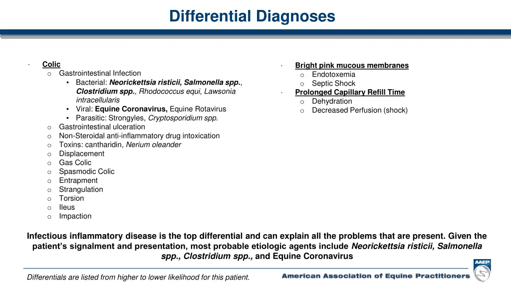 differential diagnoses