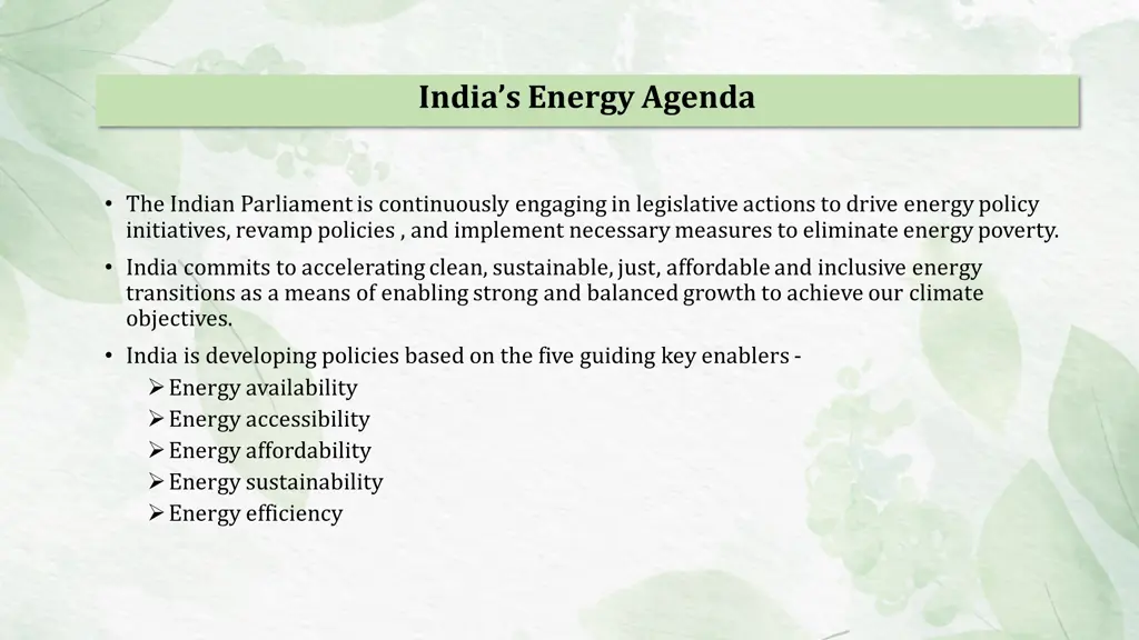 india s energy agenda