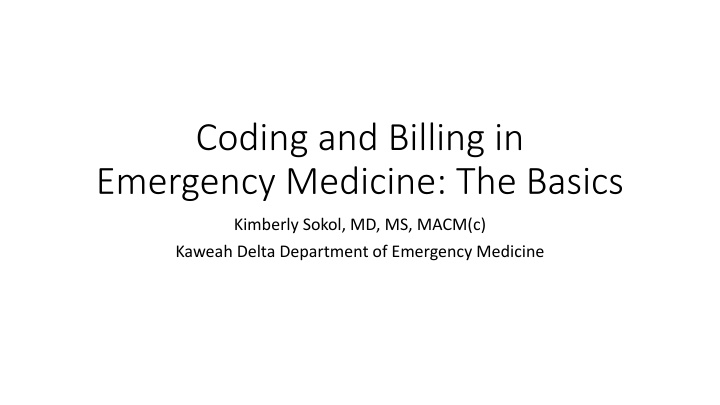 coding and billing in emergency medicine