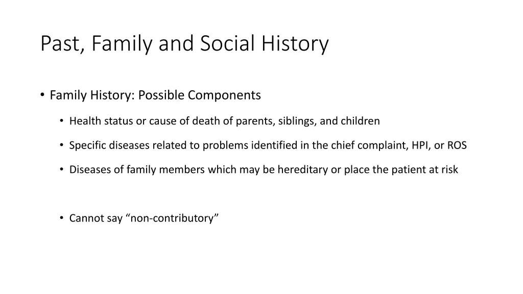 past family and social history 1