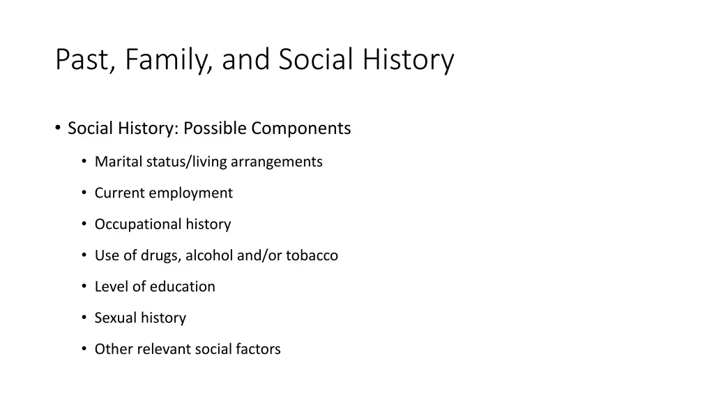 past family and social history 2