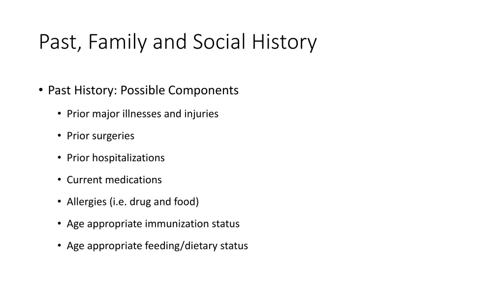 past family and social history