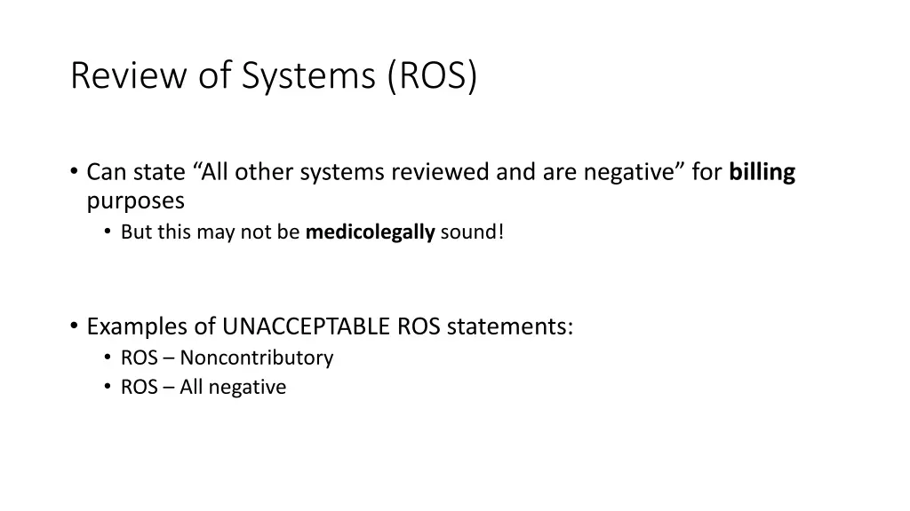 review of systems ros 1