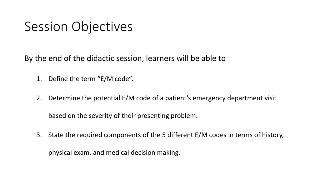 session objectives