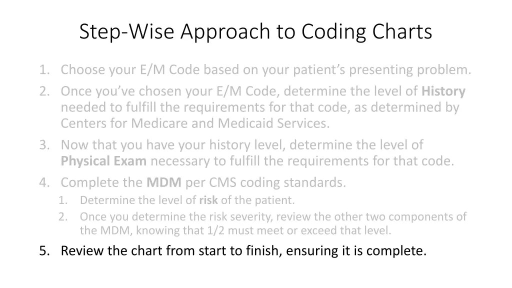 step wise approach to coding charts 6