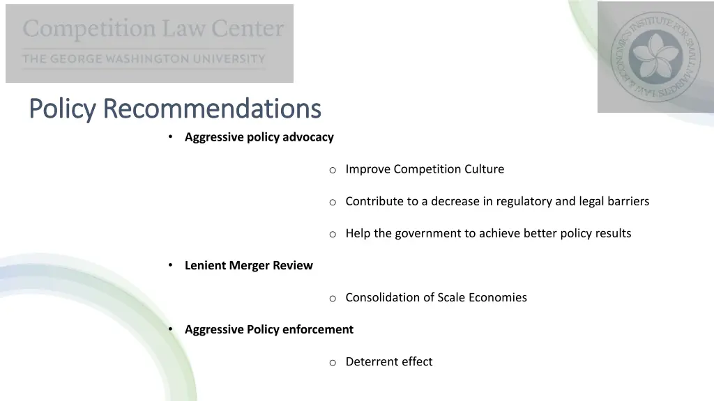 policy policy recommendations recommendations