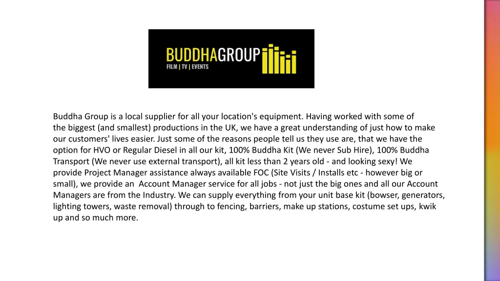 buddha group is a local supplier for all your