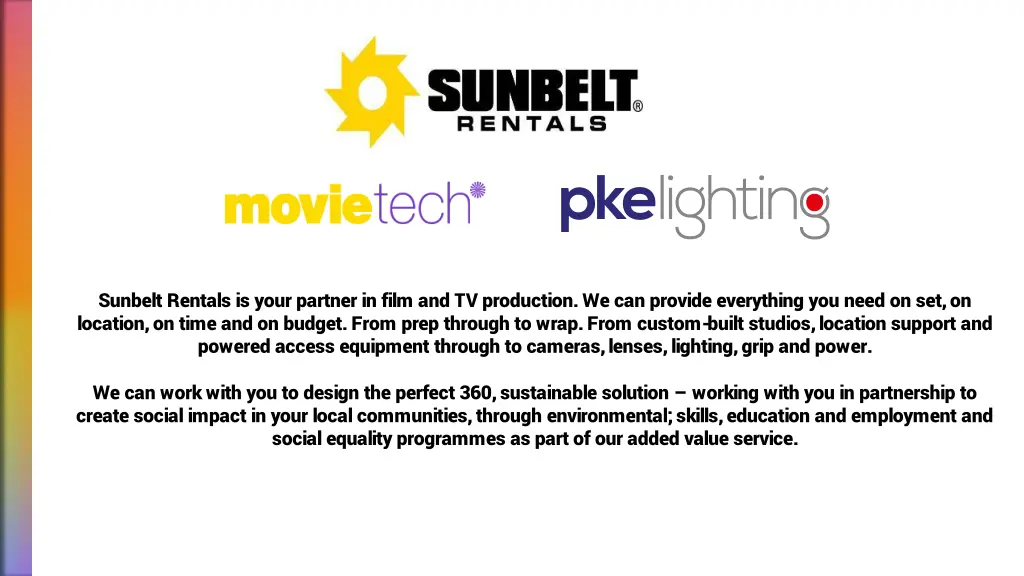 sunbelt rentals is your partner in film