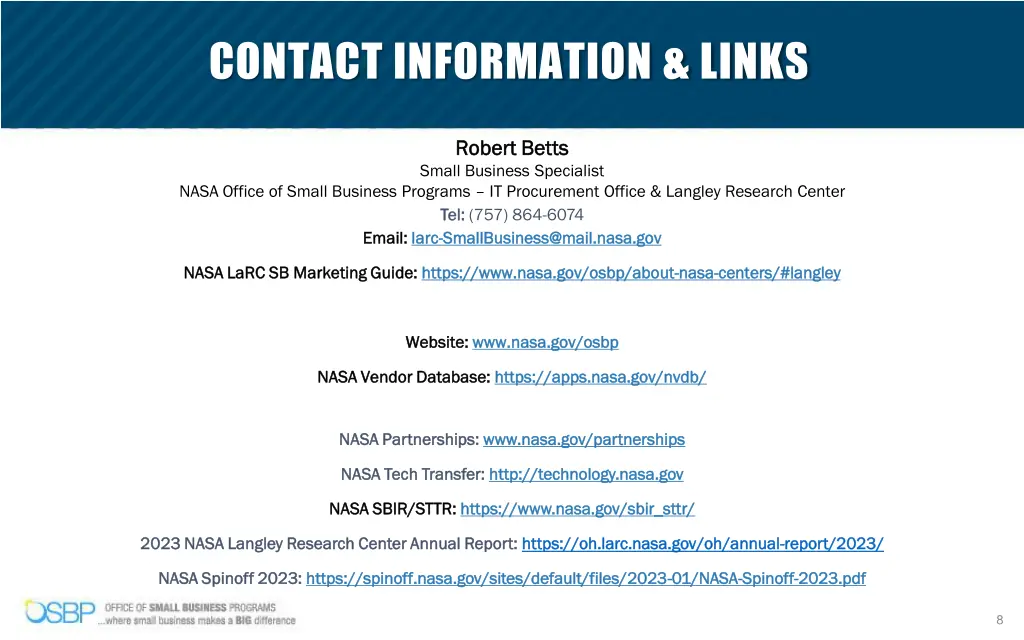 contact information links