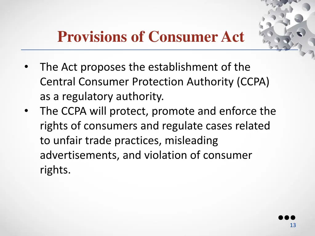 provisions of consumer act 1