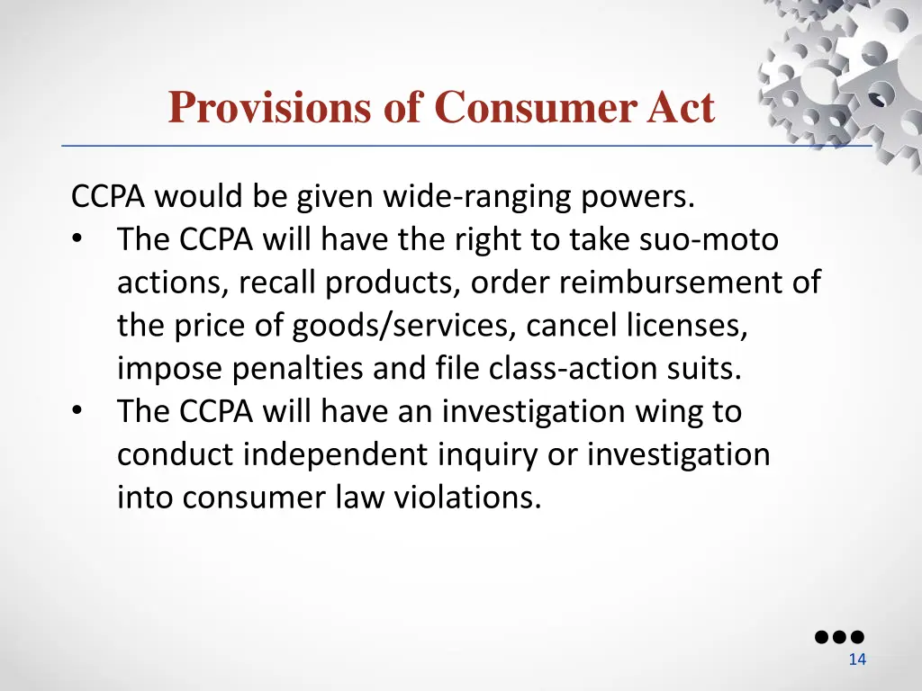 provisions of consumer act 2