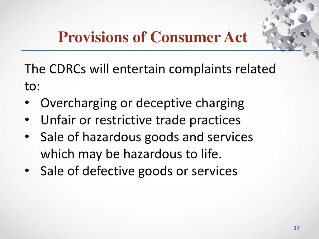 provisions of consumer act 5