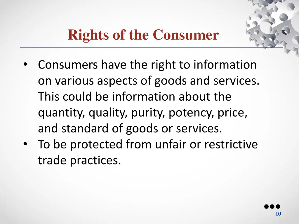 rights of the consumer