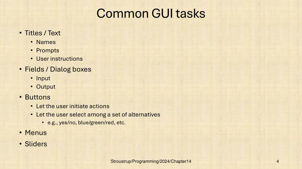 common gui tasks