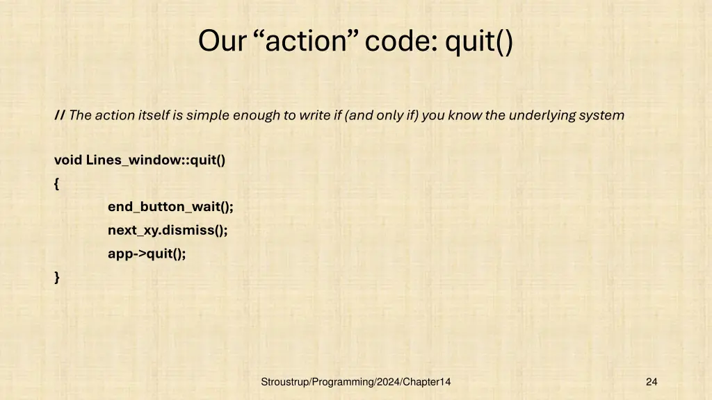 our action code quit