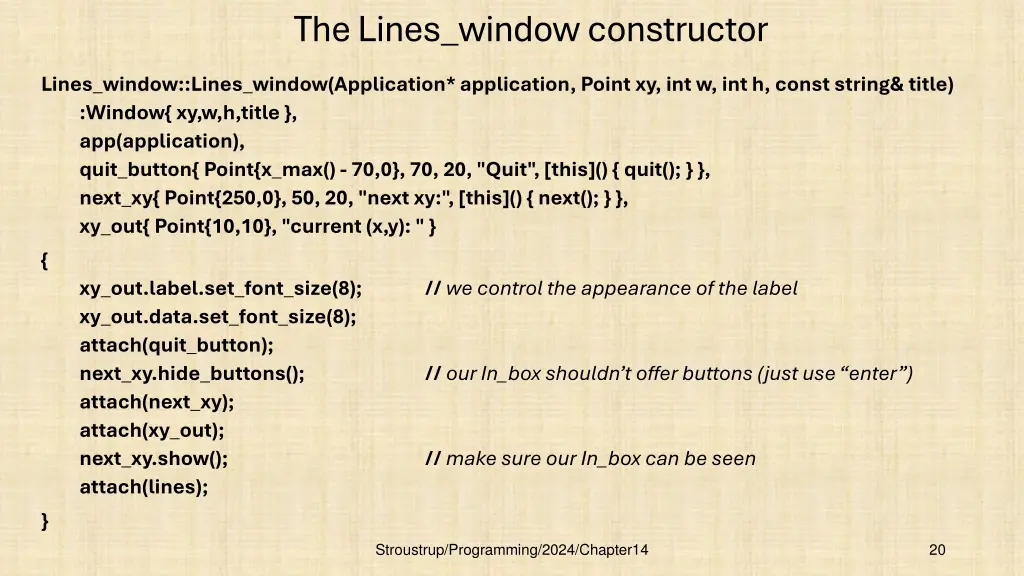 the lines window constructor