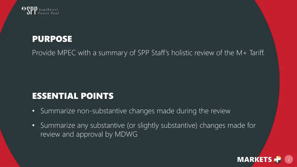 purpose provide mpec with a summary of spp staff