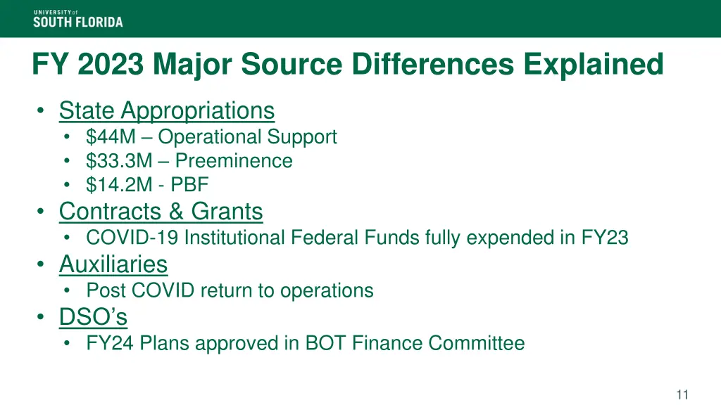 fy 2023 major source differences explained