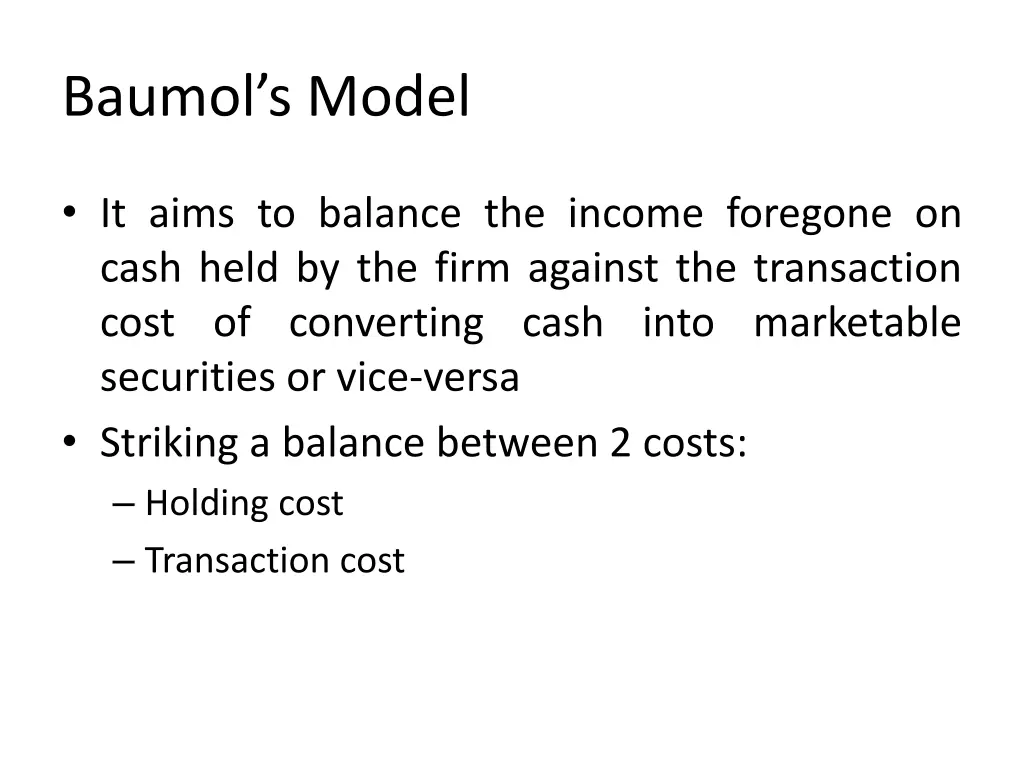 baumol s model