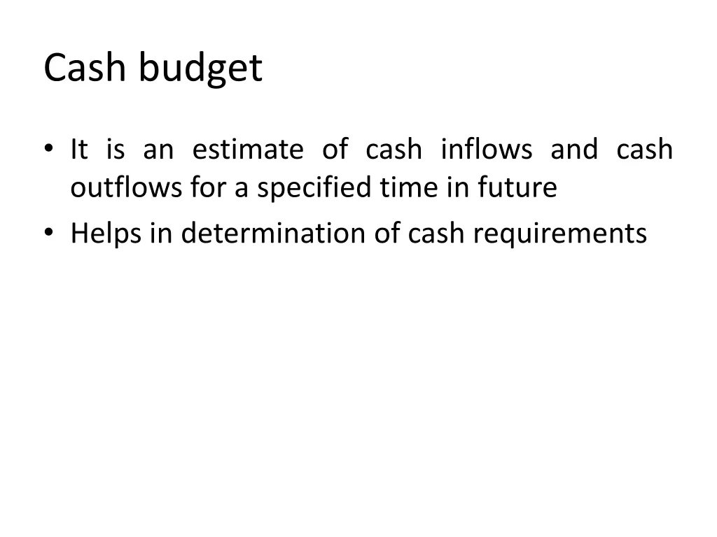 cash budget