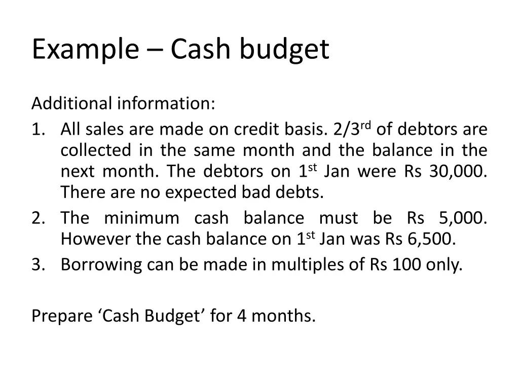 example cash budget 1