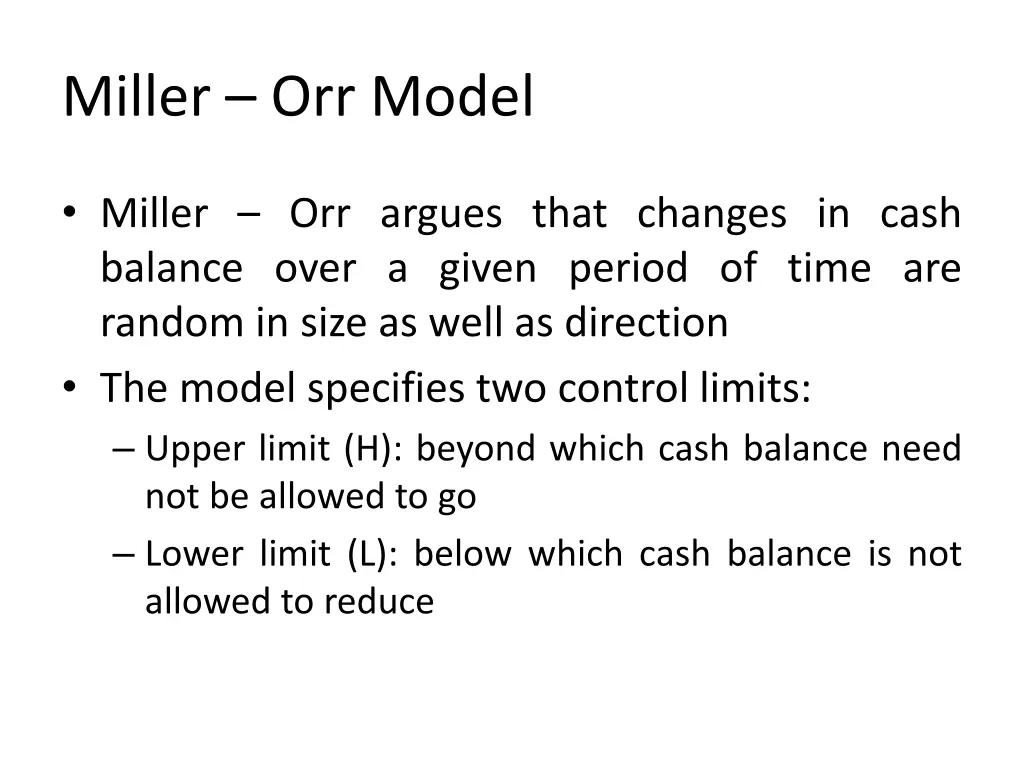 miller orr model