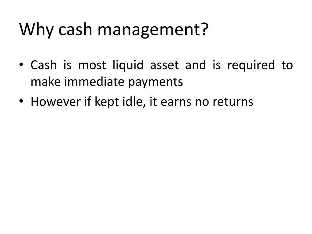 why cash management