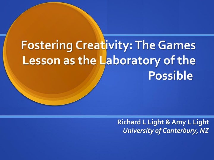 fostering creativity the games lesson