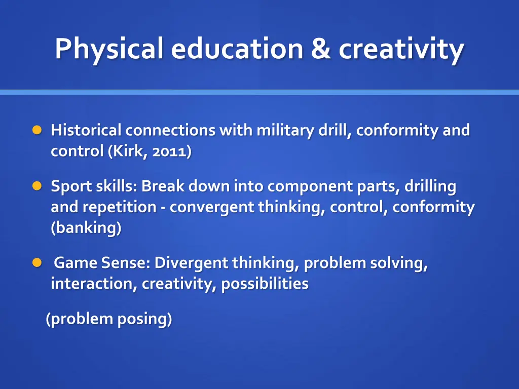 physical education creativity