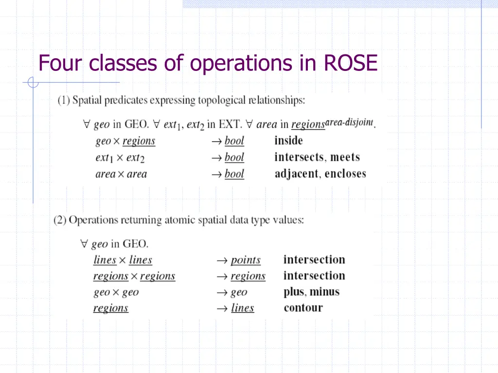 four classes of operations in rose