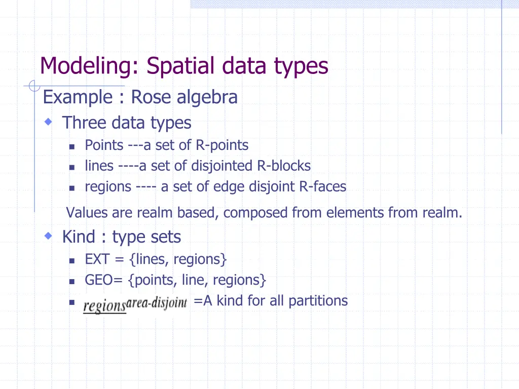 modeling spatial data types example rose algebra