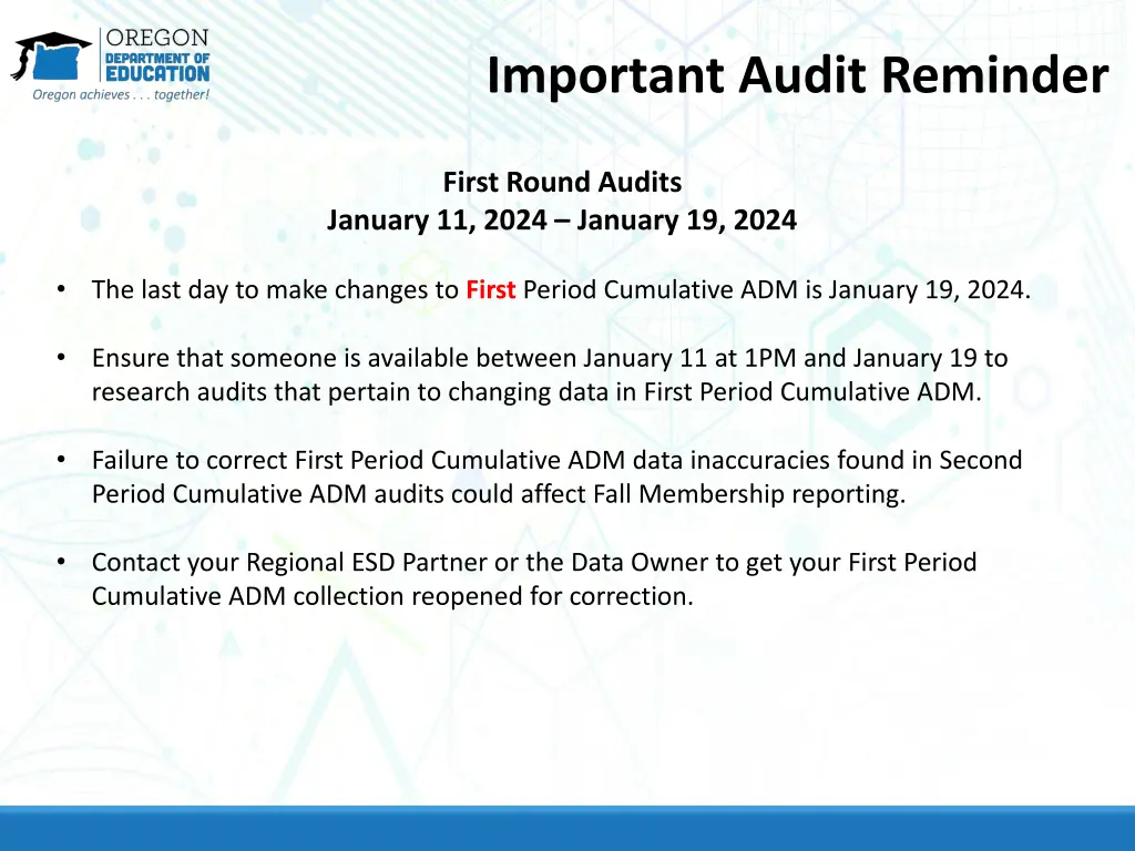 important audit reminder