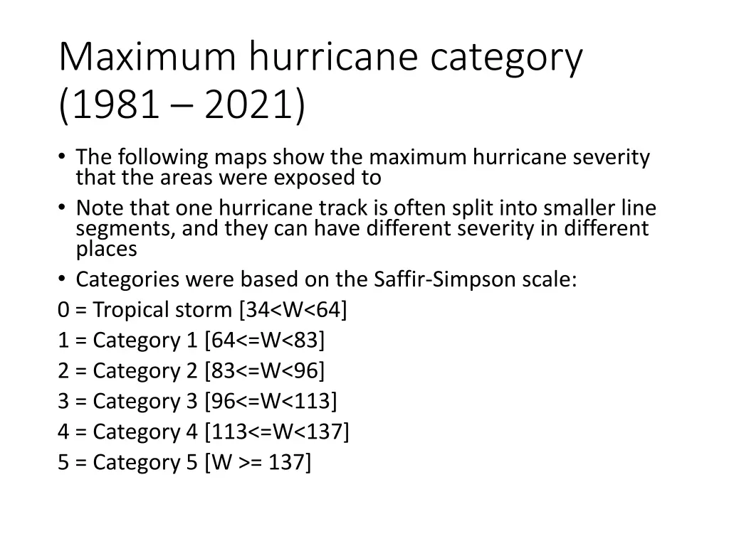 maximum hurricane category 1981 2021