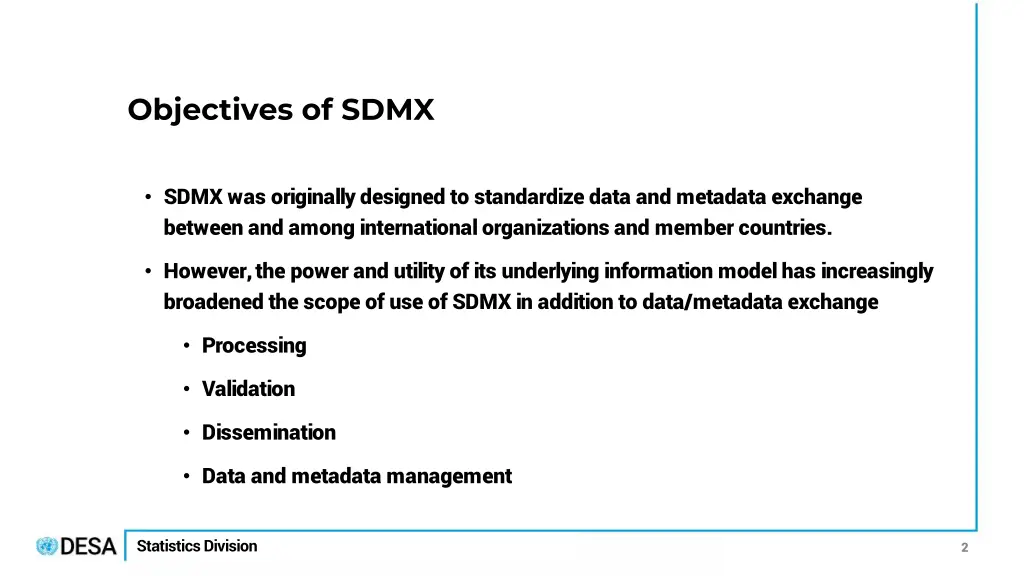 objectives of sdmx