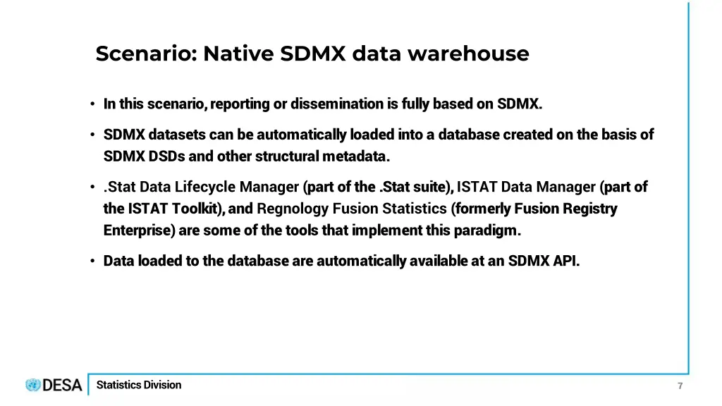 scenario native sdmx data warehouse