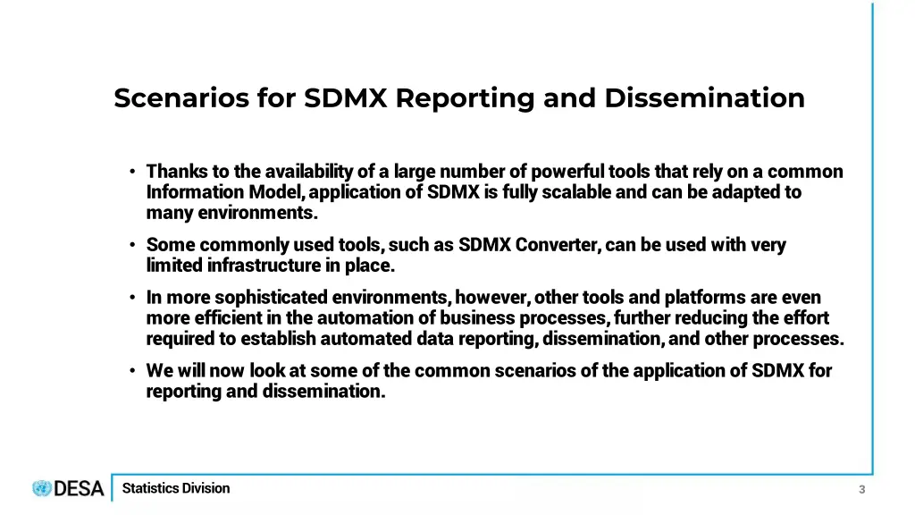 scenarios for sdmx reporting and dissemination