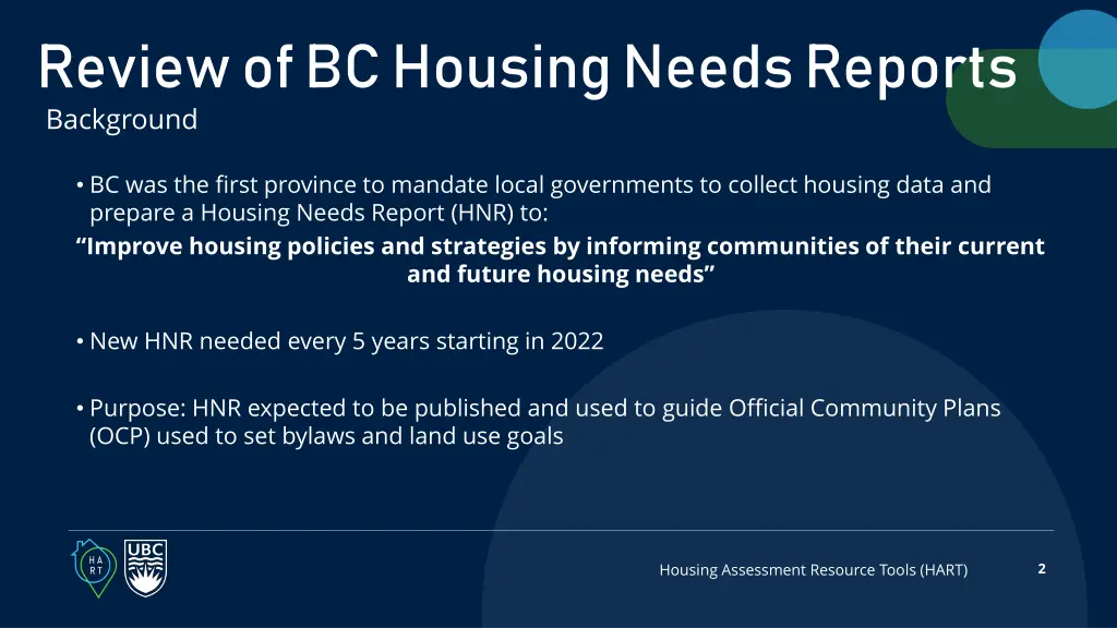 review of bc housing needs reports background